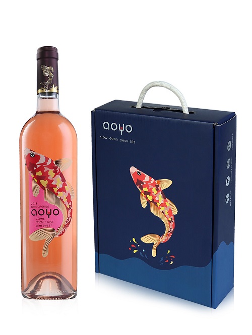 AOYO傲鱼梅洛半甜玫瑰红葡萄酒750mL