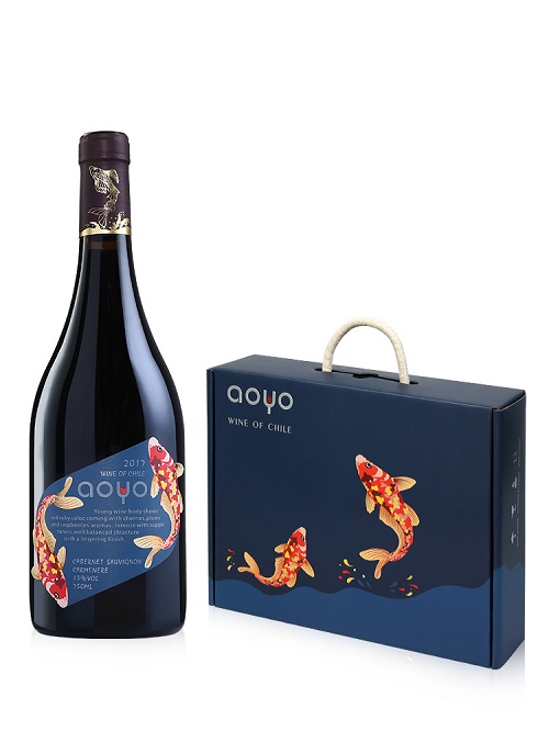 AOYO傲鱼赤霞珠佳美娜混酿红葡萄酒750mL
